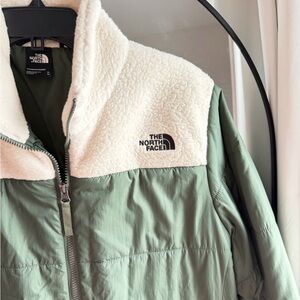The North Face Olive and White Fleece Jacket